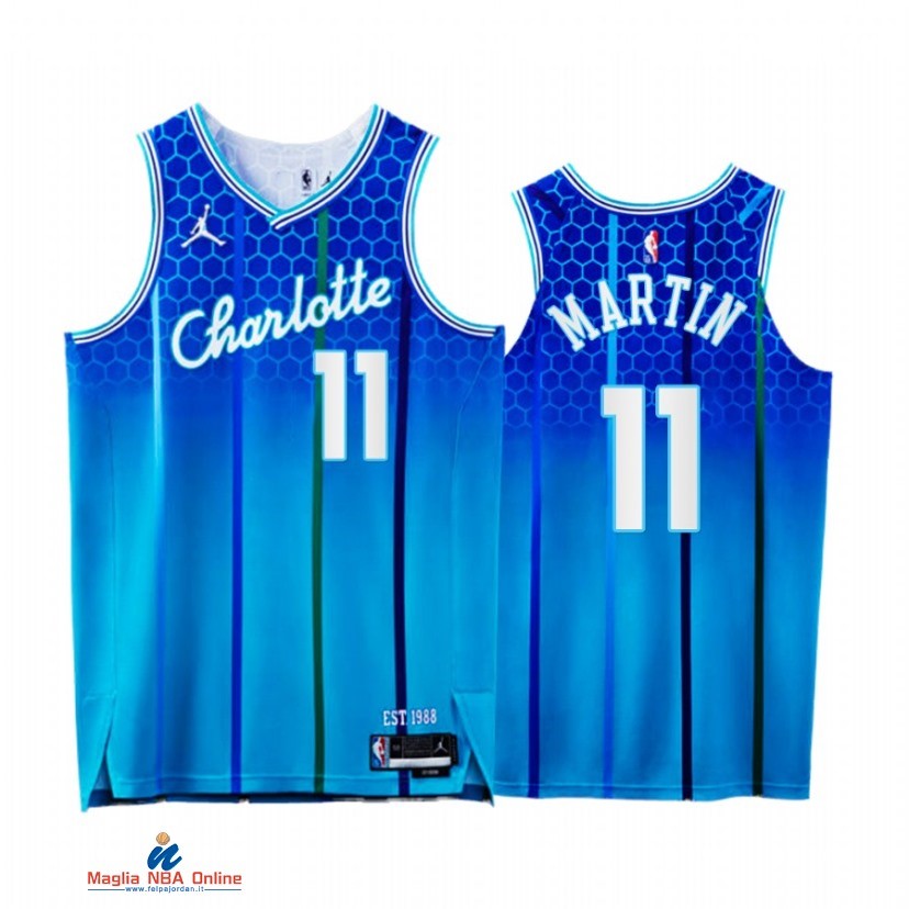 Maglia NBA Jordan Charlotte Hornets NO.11 Cody Martin 75th Blu Città 2021-22