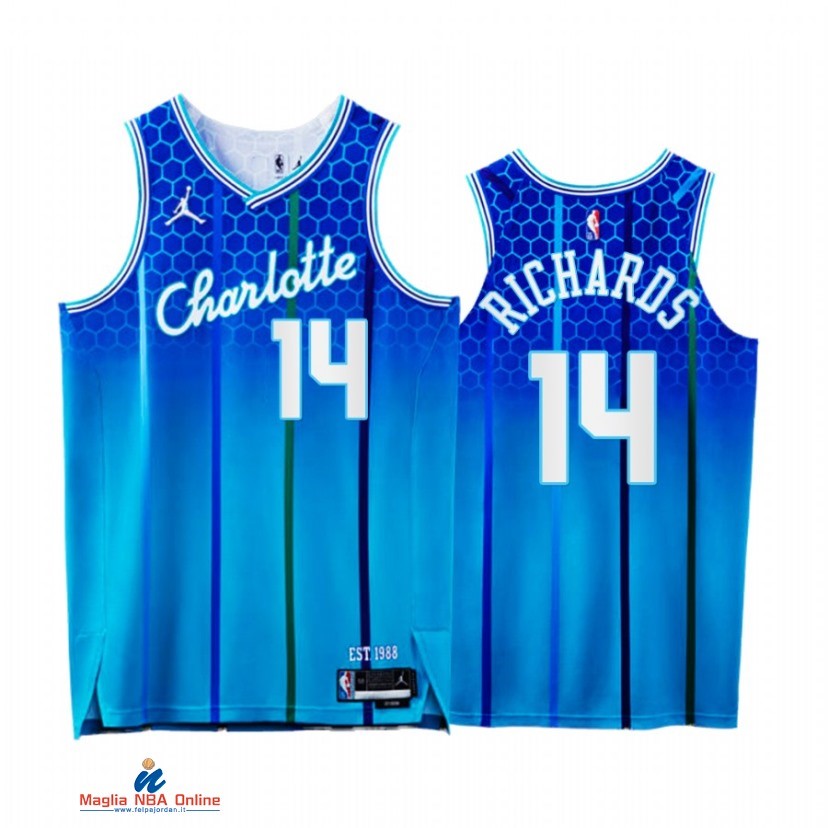 Maglia NBA Jordan Charlotte Hornets NO.14 Nick Richards 75th Blu Città 2021-22