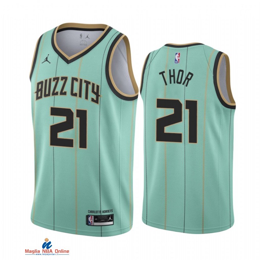 Maglia NBA Jordan Charlotte Hornets NO.21 JT Thor Verde Città 2021-22