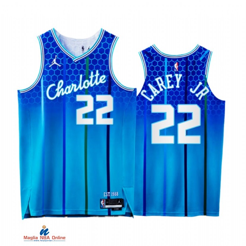 Maglia NBA Jordan Charlotte Hornets NO.22 Vernon Carey Jr. 75th Blu Città 2021-22