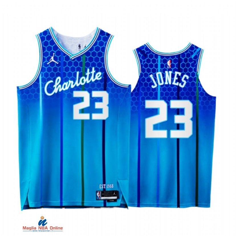 Maglia NBA Jordan Charlotte Hornets NO.23 Kai Jones 75th Blu Città 2021-22