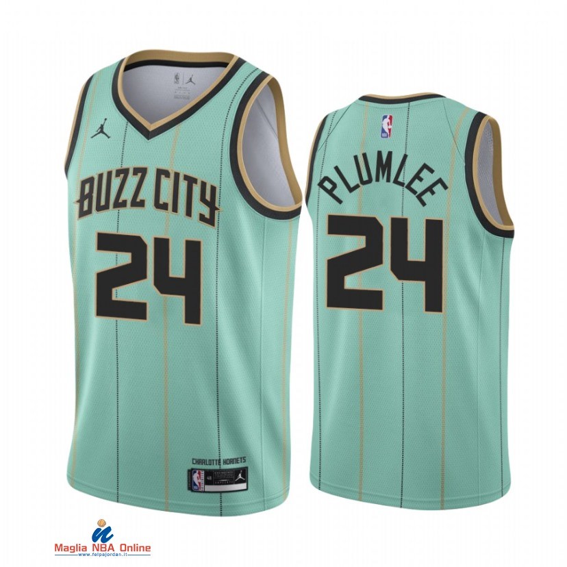 Maglia NBA Jordan Charlotte Hornets NO.24 Mason Plumlee Verde Città 2021-22