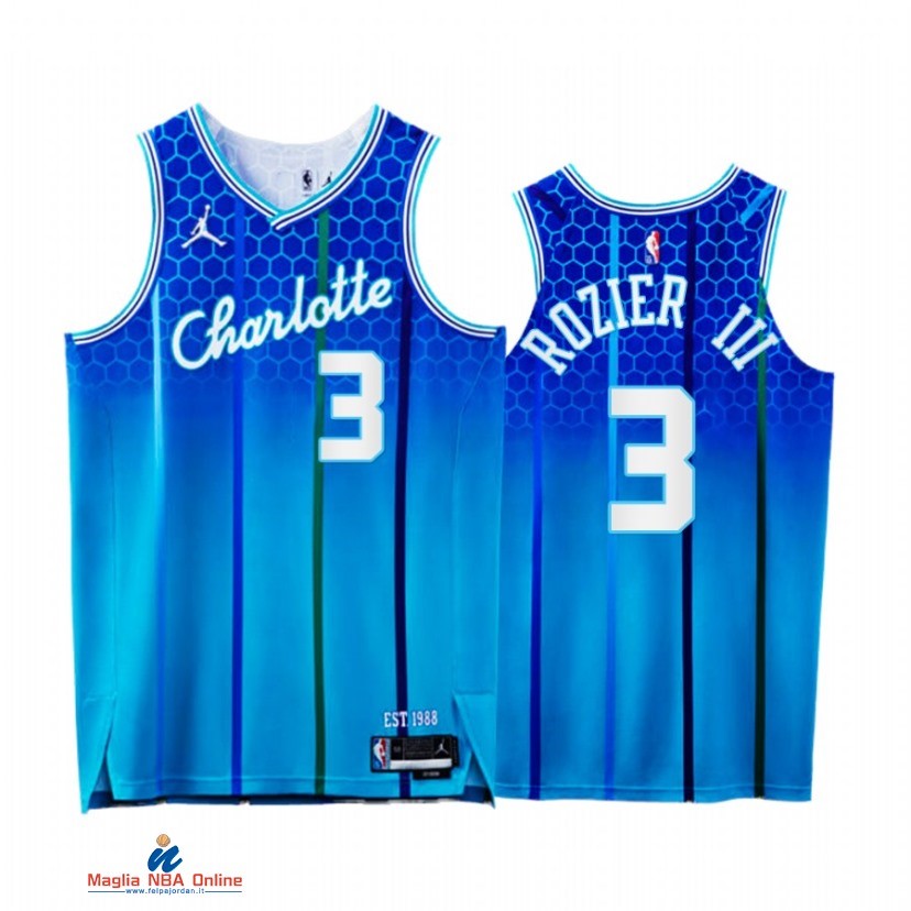 Maglia NBA Jordan Charlotte Hornets NO.3 Terry Rozier III 75th Blu Città 2021-22