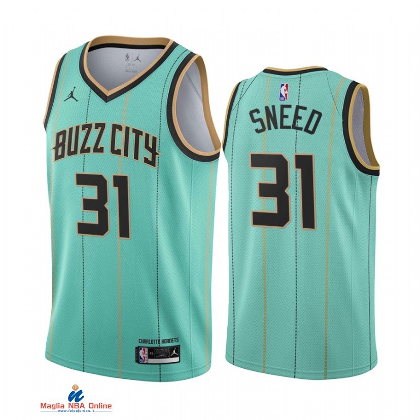 Maglia NBA Jordan Charlotte Hornets NO.31 Xavier Sneed Verde Città 2021-22