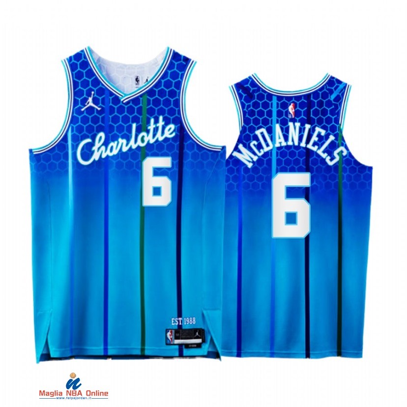 Maglia NBA Jordan Charlotte Hornets NO.6 Jalen McDaniels 75th Blu Città 2021-22