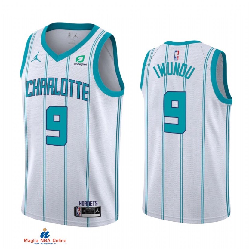 Maglia NBA Jordan Charlotte Hornets NO.9 Wesley Iwundu Bianco Association 2021-22