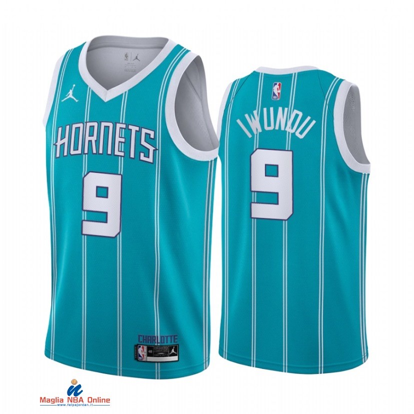 Maglia NBA Jordan Charlotte Hornets NO.9 Wesley Iwundu Blu Icon 2021-22