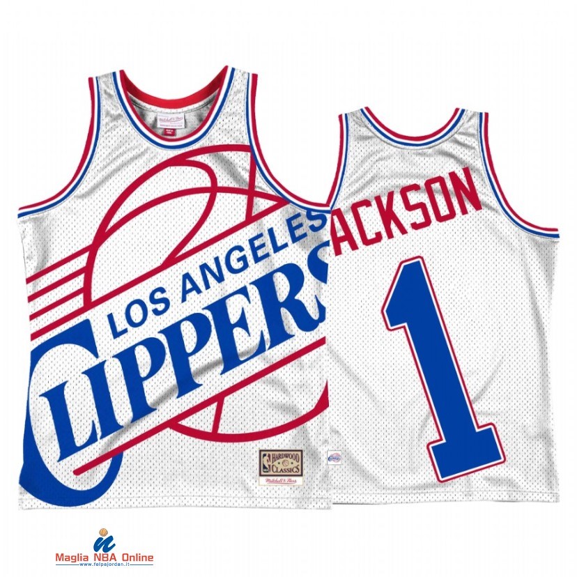 Maglia NBA Los Angeles Clippers NO.1 Reggie Jackson Bianco Hardwood Classics 2021-22