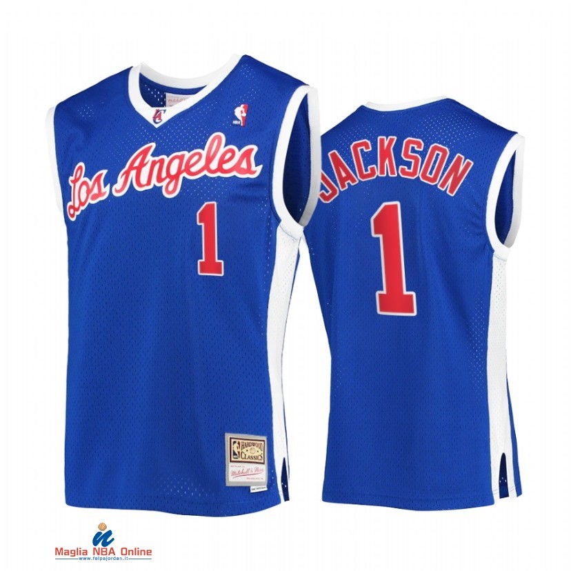 Maglia NBA Los Angeles Clippers NO.1 Reggie Jackson Blu Hardwood Classics