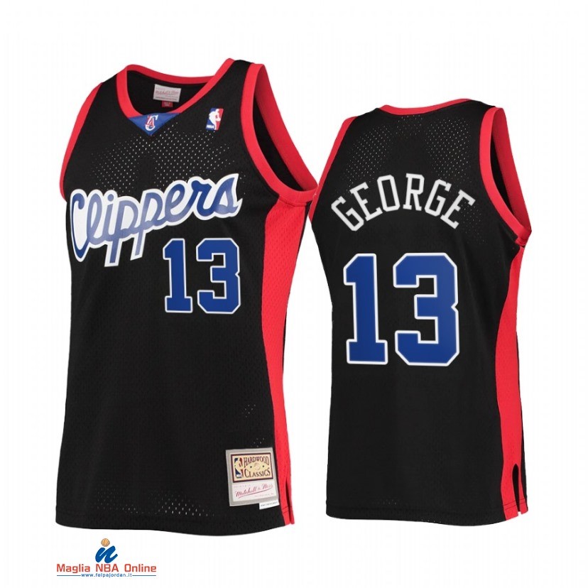 Maglia NBA Los Angeles Clippers NO.13 Paul George Nero Hardwood Classics 2021-22