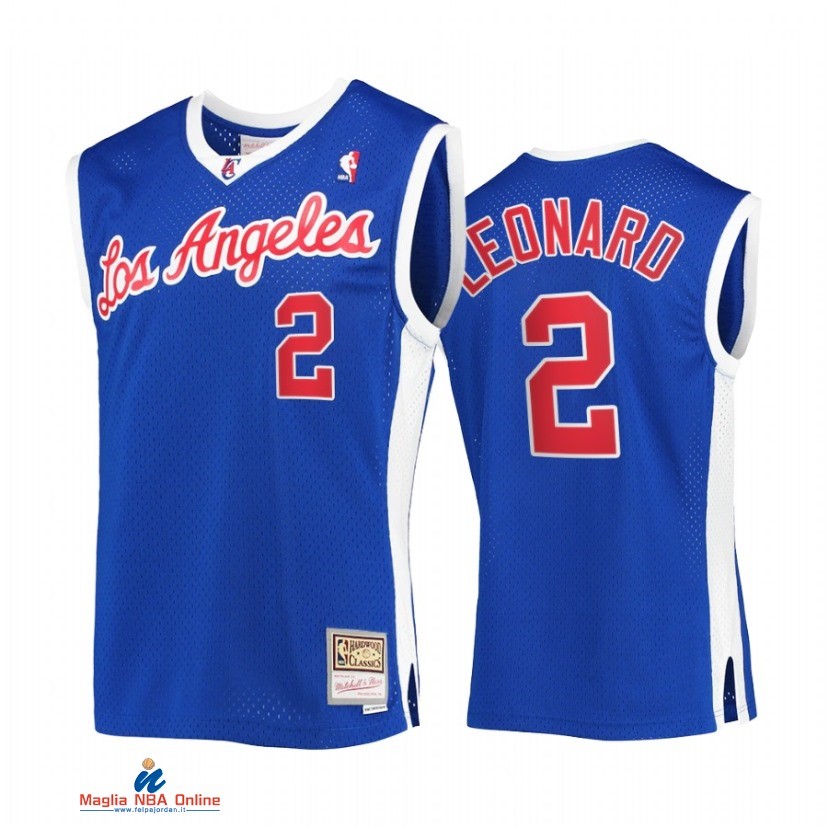 Maglia NBA Los Angeles Clippers NO.2 Kawhi Leonard Blu Hardwood Classics