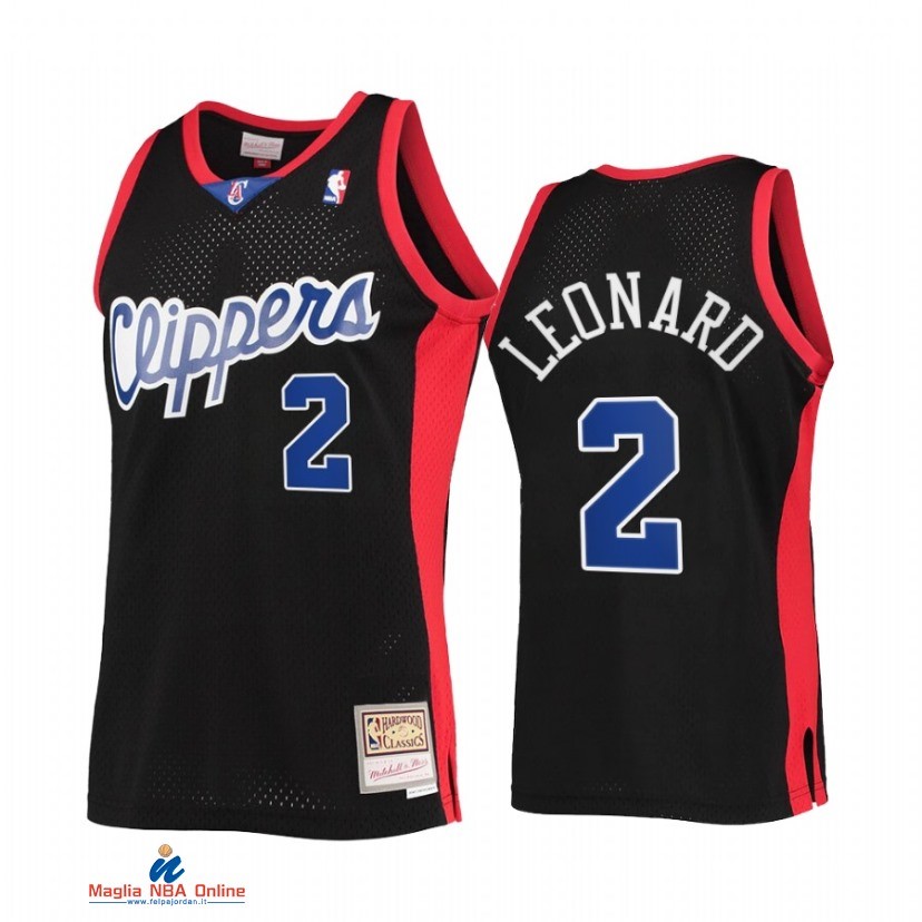 Maglia NBA Los Angeles Clippers NO.2 Kawhi Leonard Nero Hardwood Classics 2021-22