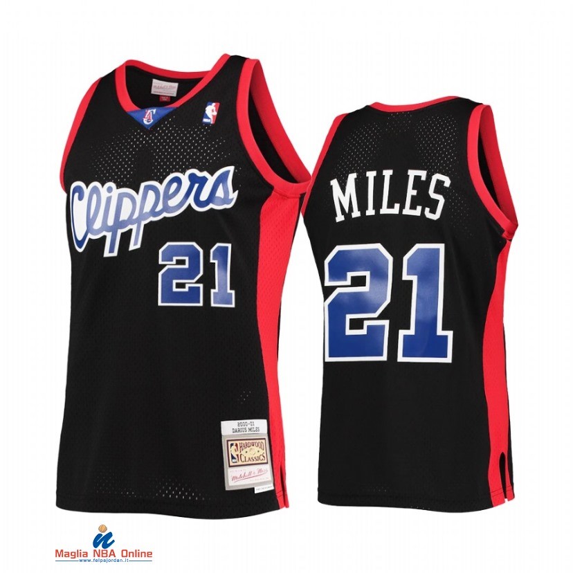 Maglia NBA Los Angeles Clippers NO.21 Darius Miles Nero Hardwood Classics 2021-22