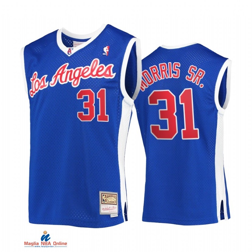 Maglia NBA Los Angeles Clippers NO.31 Marcus Morris Sr. Blu Hardwood Classics