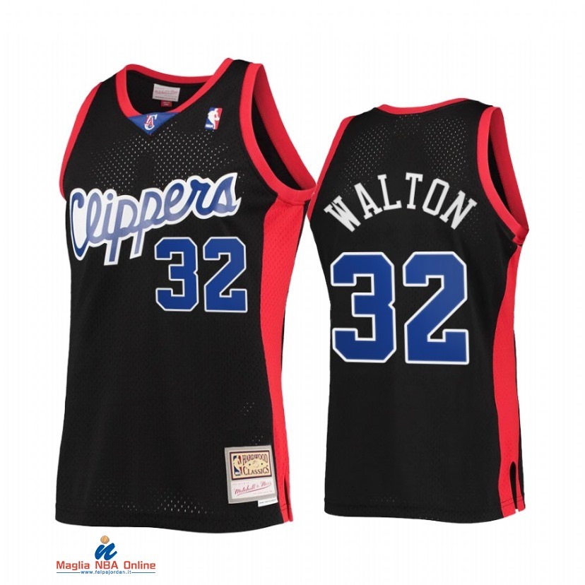 Maglia NBA Los Angeles Clippers NO.32 Bill Walton Nero Hardwood Classics 2021-22
