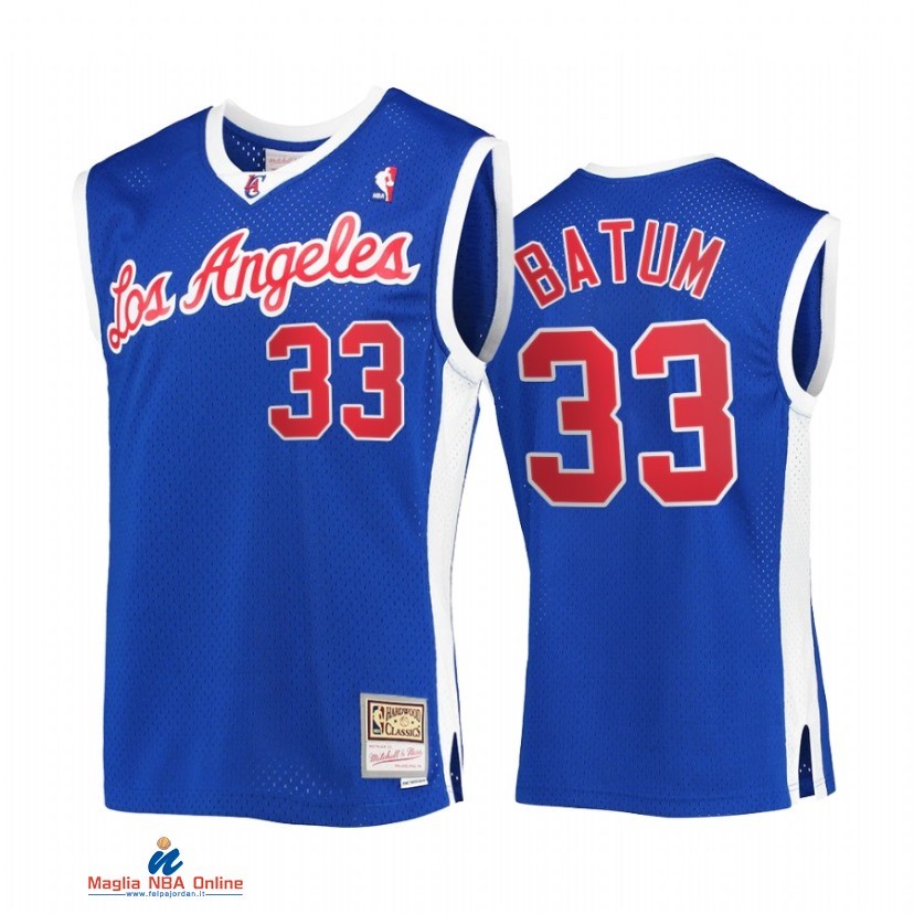 Maglia NBA Los Angeles Clippers NO.33 Nicolas Batum Blu Hardwood Classics