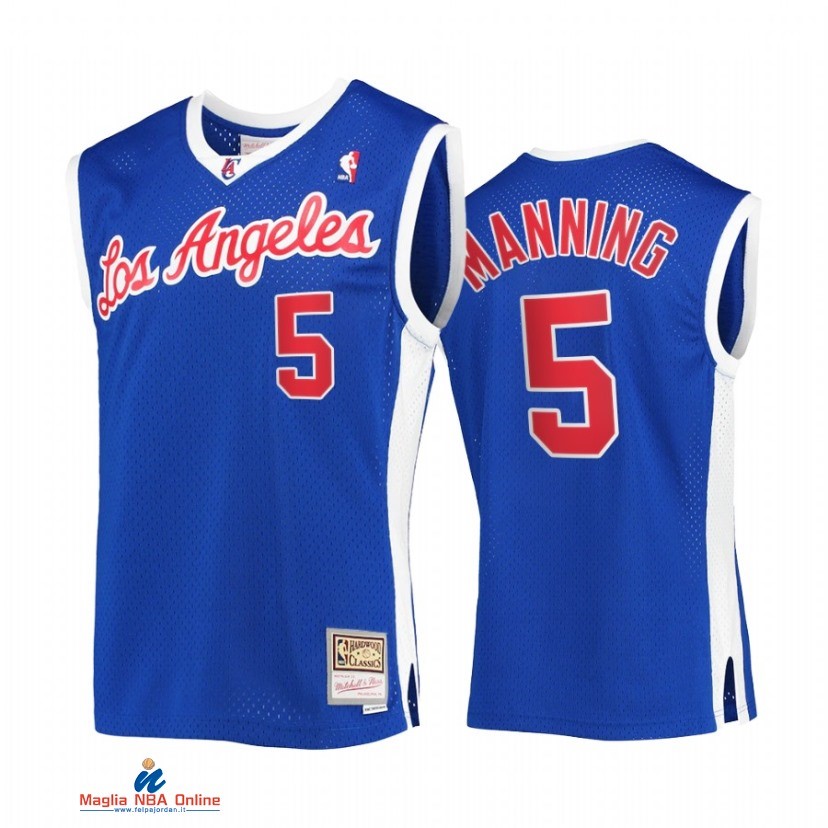 Maglia NBA Los Angeles Clippers NO.5 Danny Manning Blu Hardwood Classics