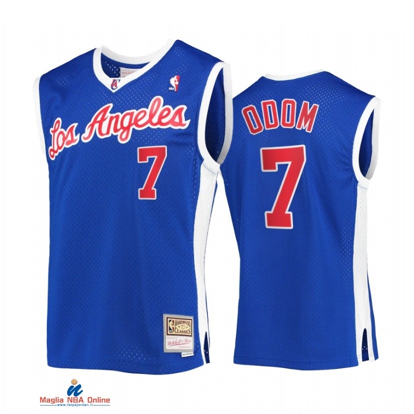 Maglia NBA Los Angeles Clippers NO.7 Lamar Odom Blu Hardwood Classics