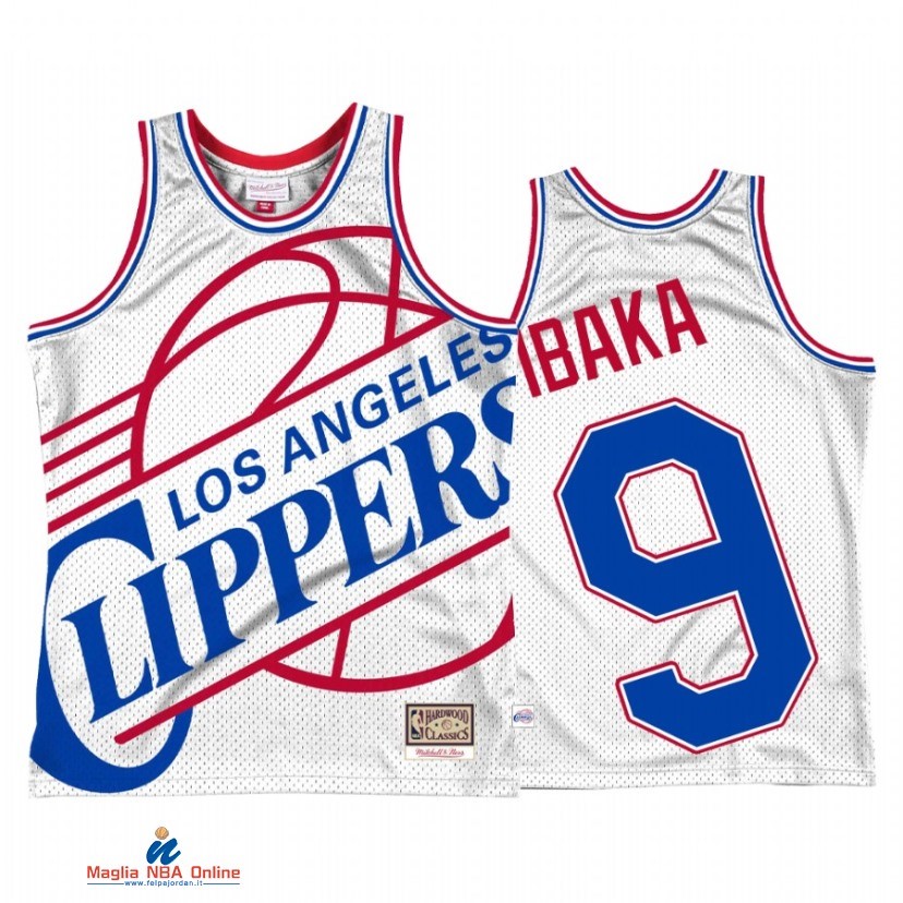 Maglia NBA Los Angeles Clippers NO.9 Serge Ibaka Bianco Hardwood Classics 2021-22