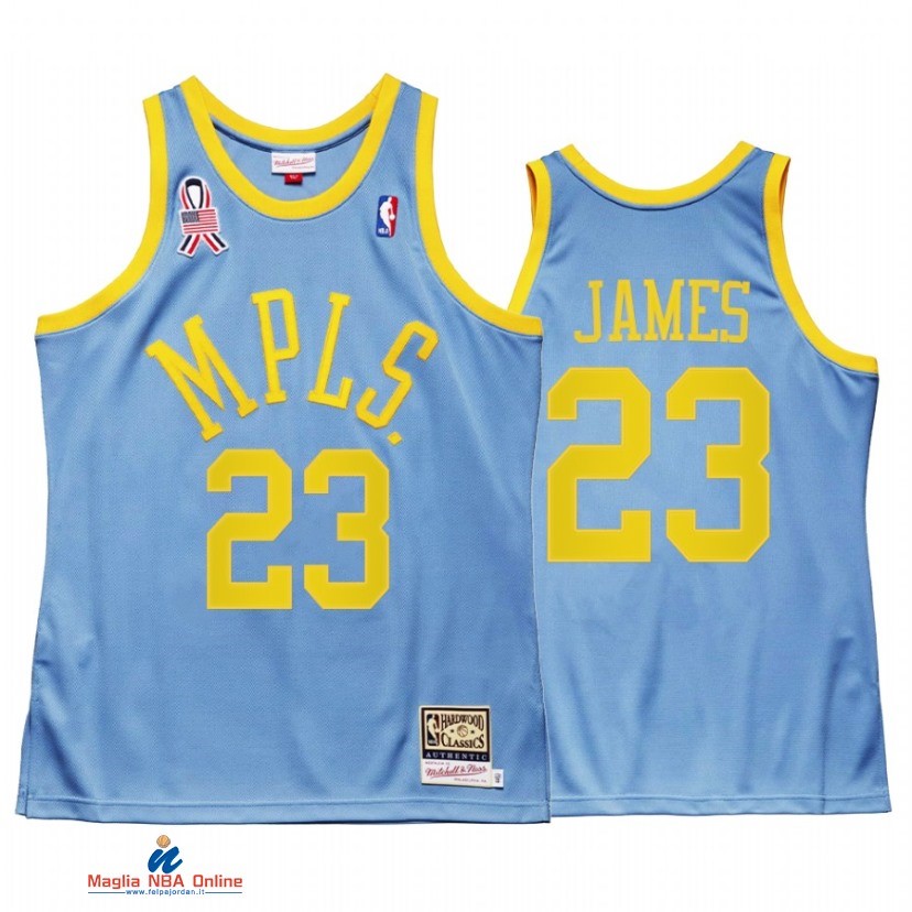 Maglia NBA Los Angeles Lakers NO.23 LeBron James Blu Throwback 2021