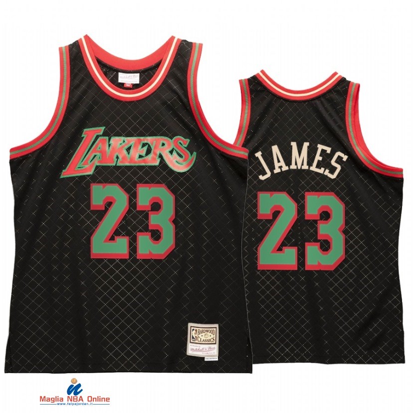 Maglia NBA Los Angeles Lakers NO.23 LeBron James Nero Hardwood Classics 2021