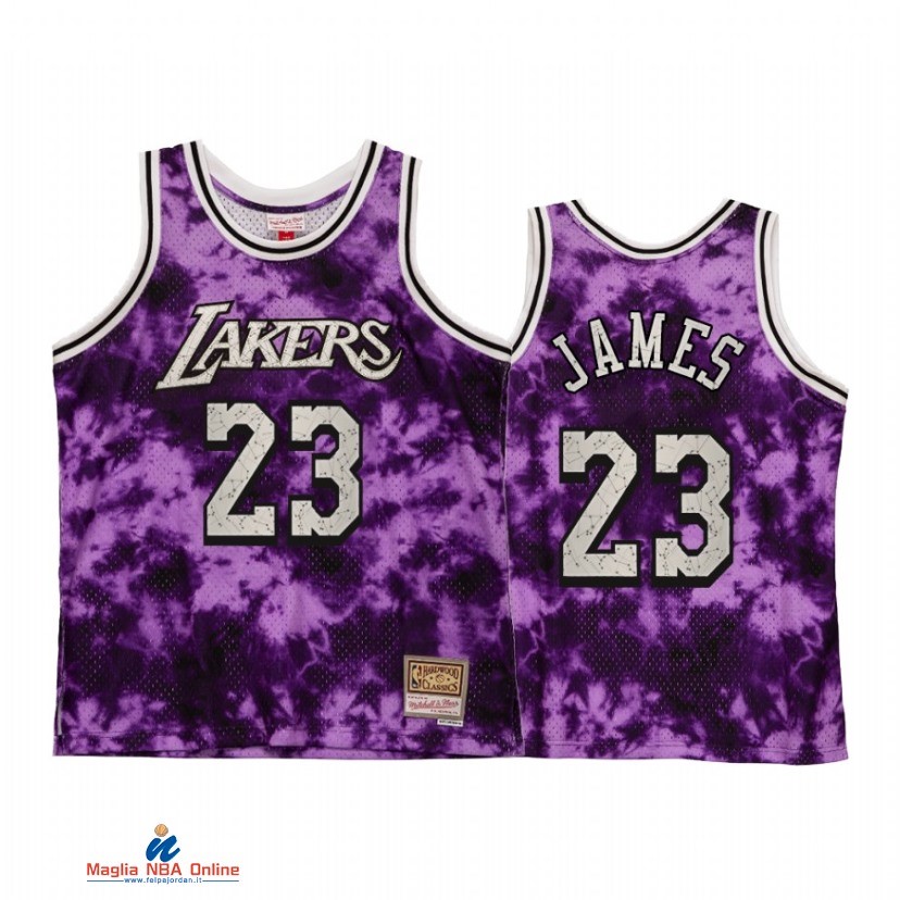 Maglia NBA Los Angeles Lakers NO.23 LeBron James Porpora Hardwood Classics 2021-22