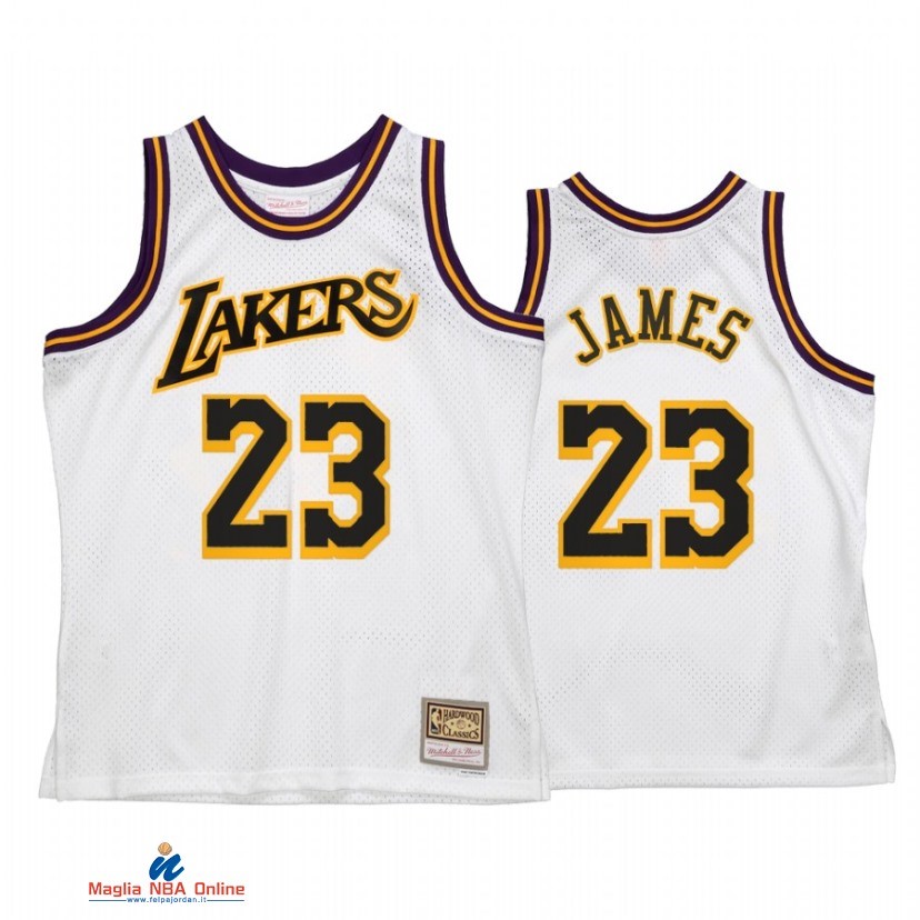 Maglia NBA Los Angeles Lakers NO.23 LeBron James Reload 2.0 Bianco Hardwood Classics 2021-22