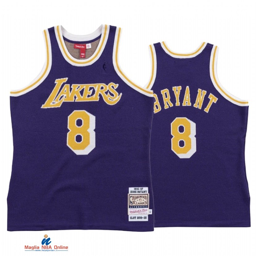 Maglia NBA Los Angeles Lakers NO.24 Kobe Bryant Porpora Hardwood Classics 1996-97