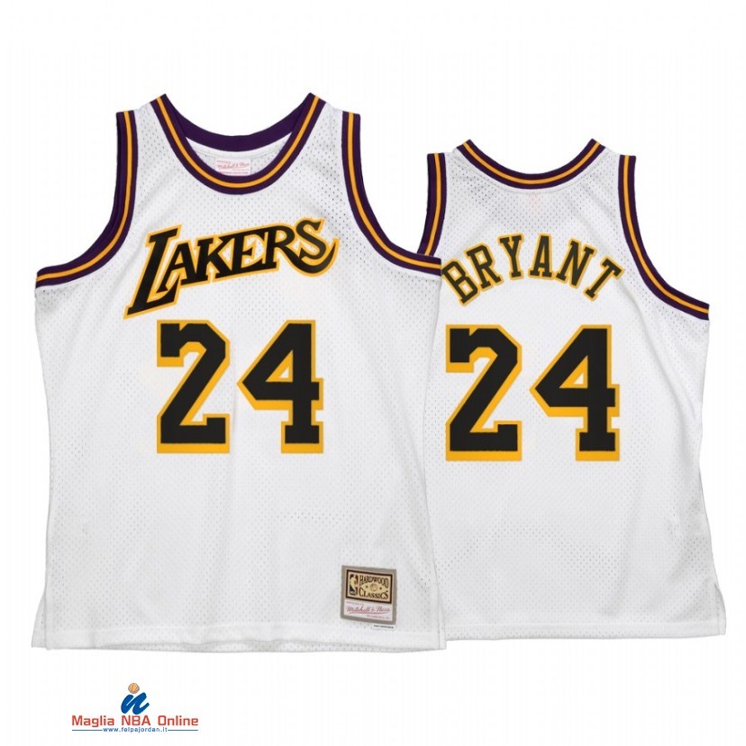 Maglia NBA Los Angeles Lakers NO.24 Kobe Bryant Reload 2.0 Bianco Hardwood Classics 2021-22