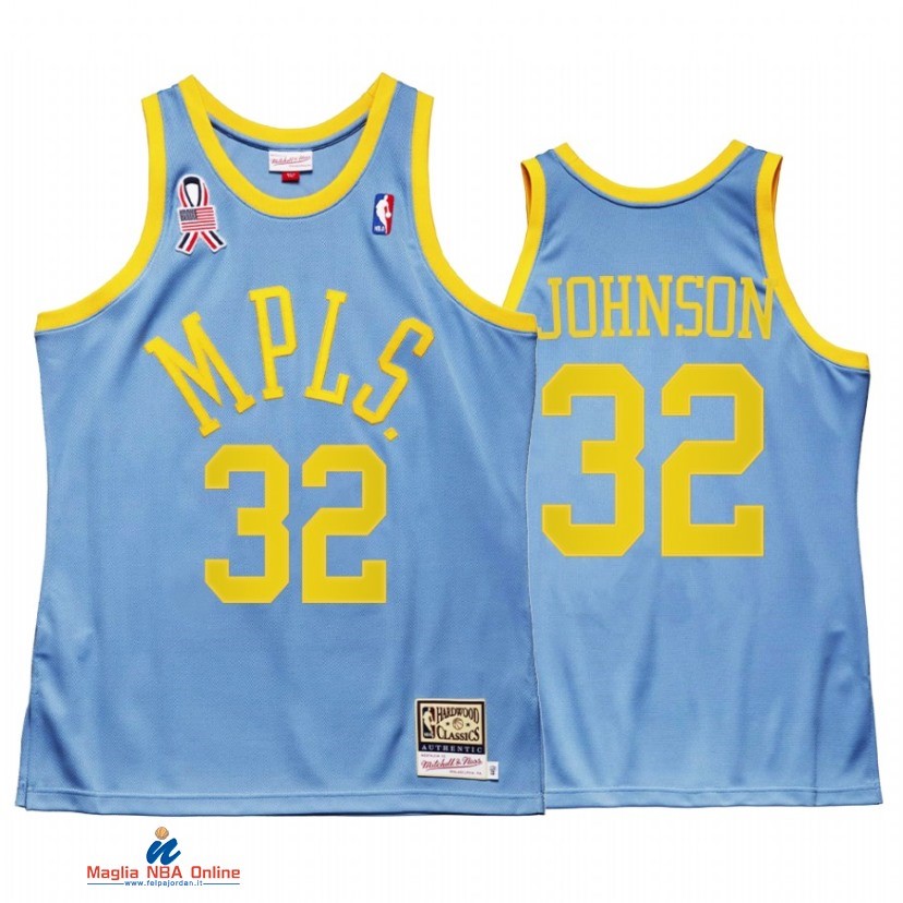 Maglia NBA Los Angeles Lakers NO.32 Magic Johnson Blu Throwback 2021
