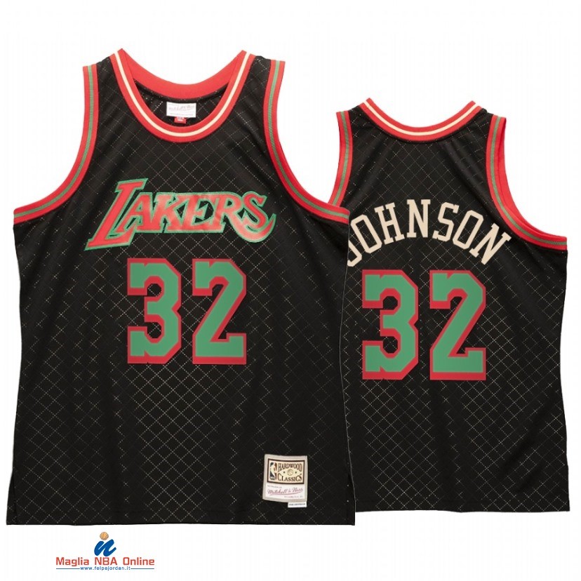 Maglia NBA Los Angeles Lakers NO.32 Magic Johnson Nero Hardwood Classics 2021