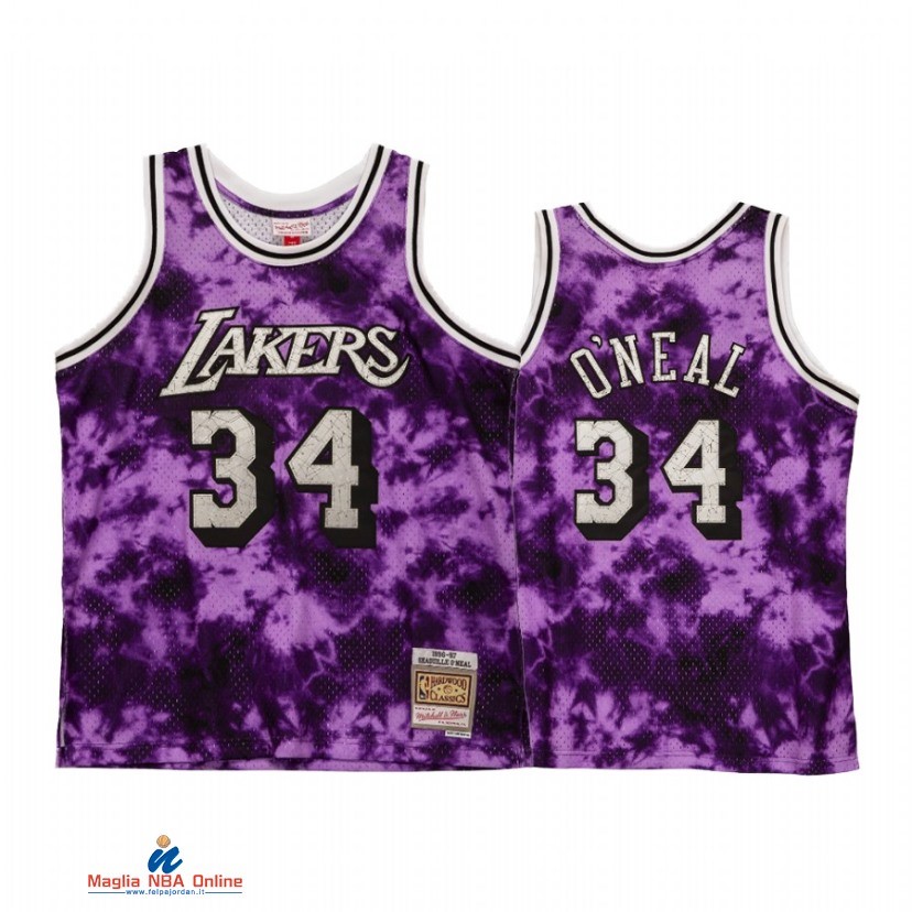 Maglia NBA Los Angeles Lakers NO.34 Shaquille O'Neal Porpora Hardwood Classics 2021-22