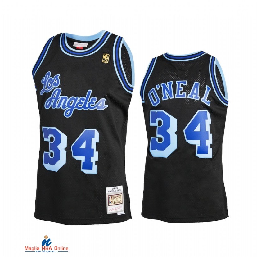 Maglia NBA Los Angeles Lakers NO.34 Shaquille O'Neal Reload 2.0 Nero Hardwood Classics