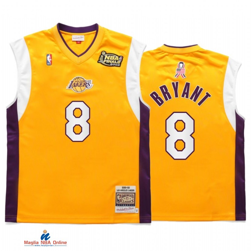 Maglia NBA Los Angeles Lakers NO.8 Kobe Bryant 911 20th Anniversary Oro Hardwood Classics