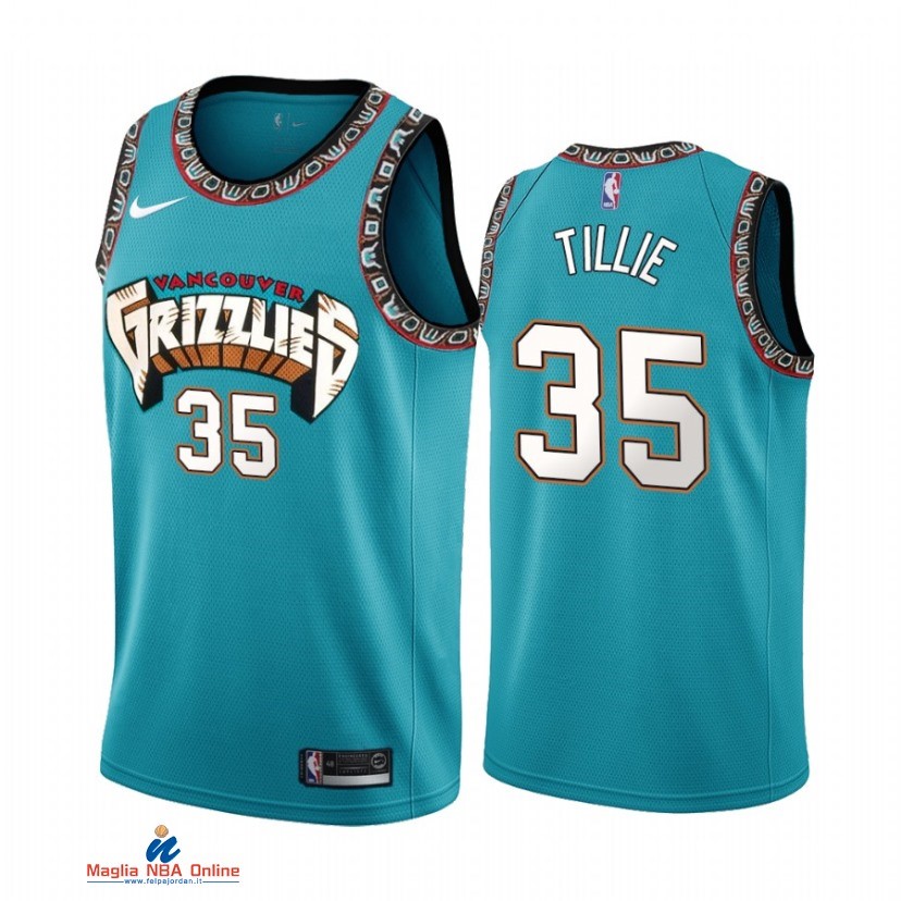 Maglia NBA Memphis Grizzlies NO.35 Killian Tillie Teal Hardwood Classics 2021