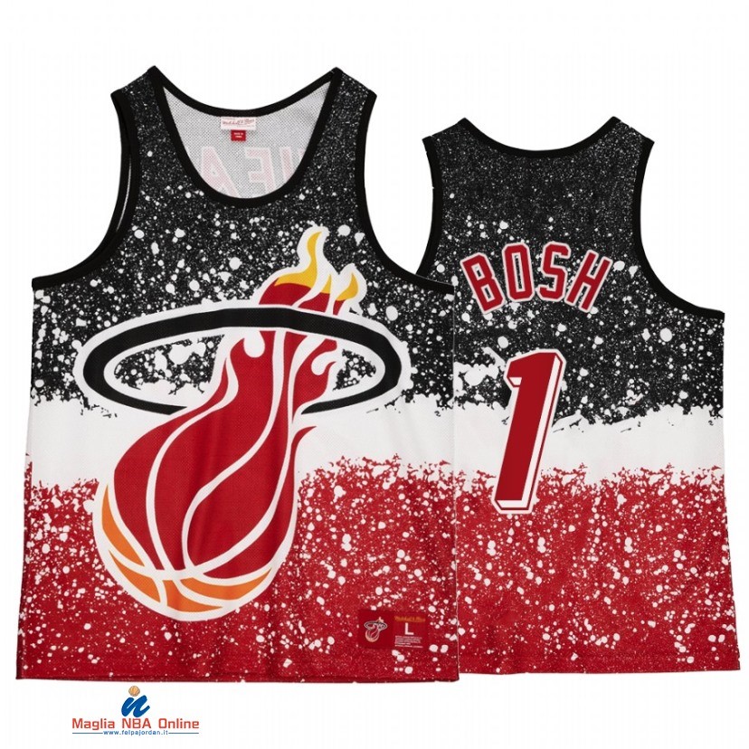 Maglia NBA Miami Heat NO.1 Chris Bosh Rosso Throwback 2021