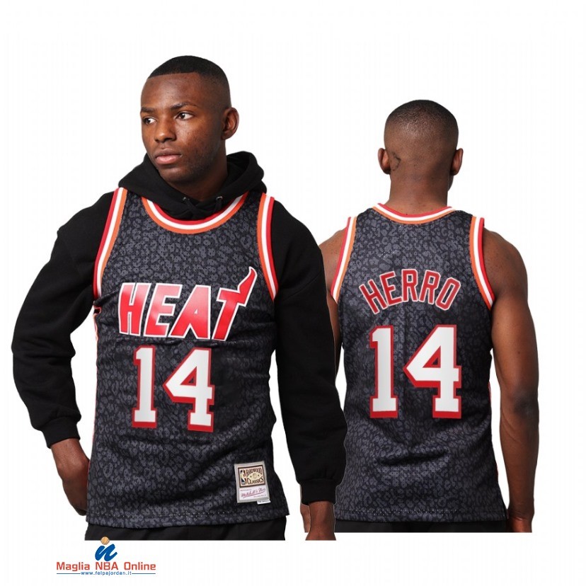 Maglia NBA Miami Heat NO.14 Tyler Herro Nero Hardwood Classics 2021-22