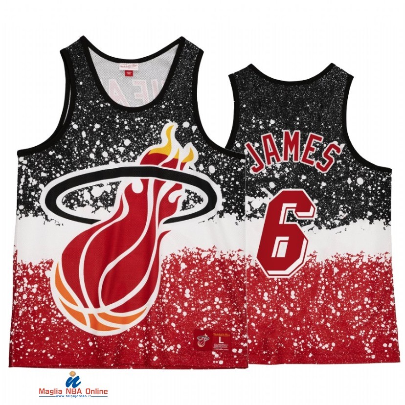 Maglia NBA Miami Heat NO.6 LeBron James Rosso Throwback 2021