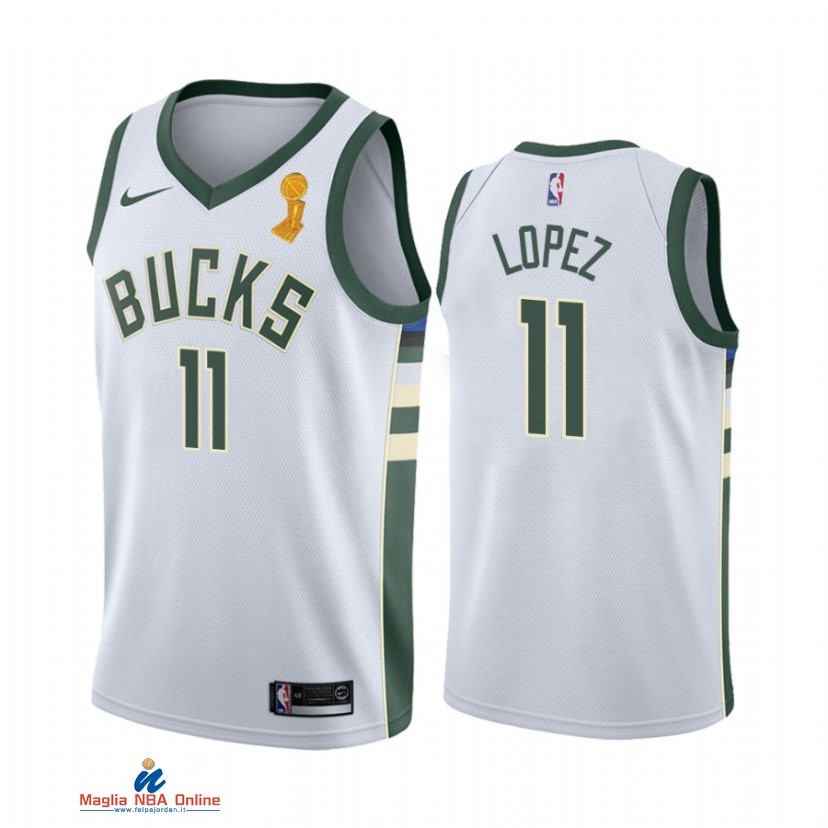 Maglia NBA Milwaukee Bucks Campionato Finali 2021 NO.11 Brook Lopez Bianco Association