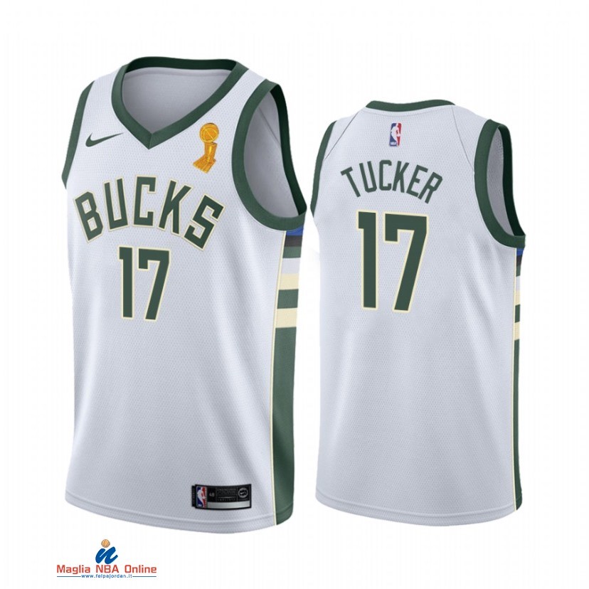 Maglia NBA Milwaukee Bucks Campionato Finali 2021 NO.17 P.J. Tucker Bianco Association