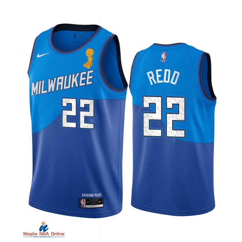 Maglia NBA Milwaukee Bucks Campionato Finali 2021 NO.22 Michael Redd Blu Città