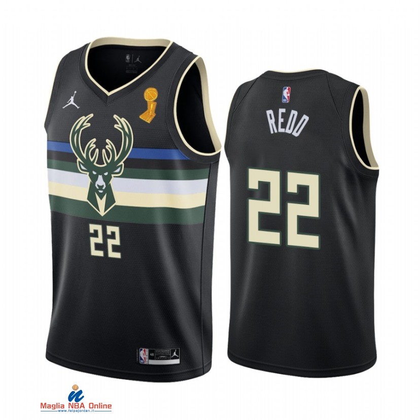 Maglia NBA Milwaukee Bucks Campionato Finali 2021 NO.22 Michael Redd Nero Statement