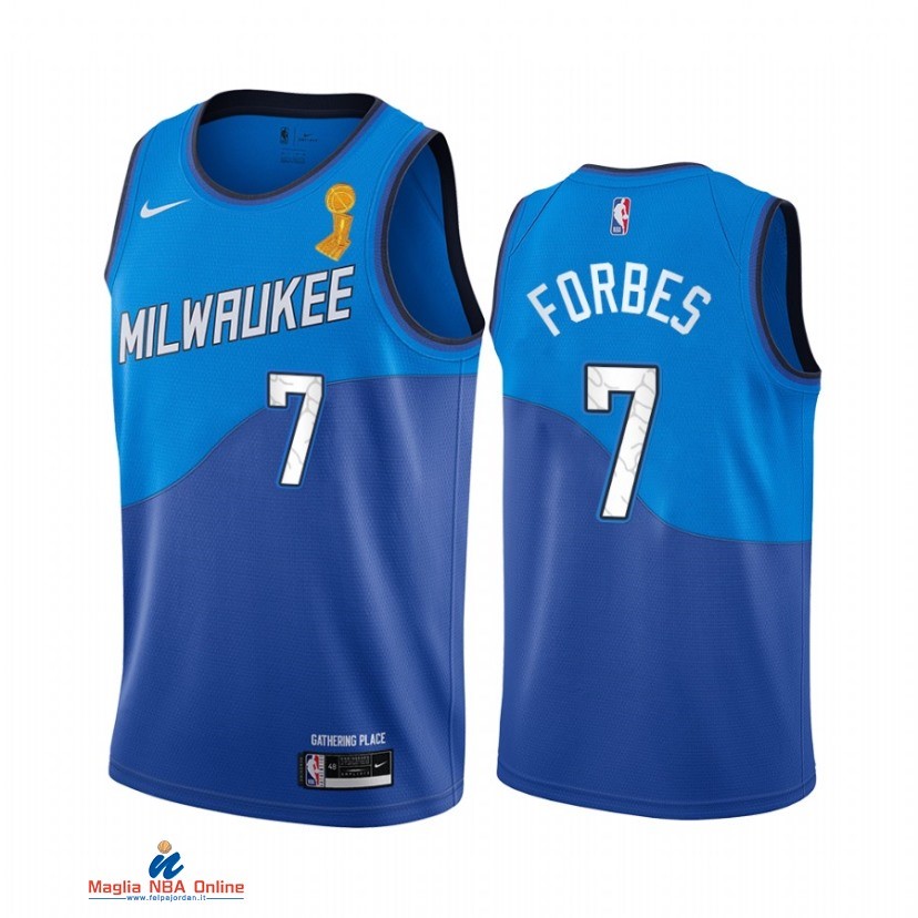 Maglia NBA Milwaukee Bucks Campionato Finali 2021 NO.7 Bryn Forbes Blu Città