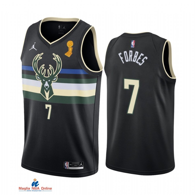 Maglia NBA Milwaukee Bucks Campionato Finali 2021 NO.7 Bryn Forbes Nero Statement