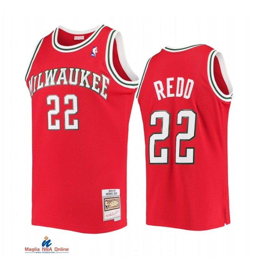 Maglia NBA Milwaukee Bucks NO.22 Michael Redd Rosso Hardwood Classics 2008-09