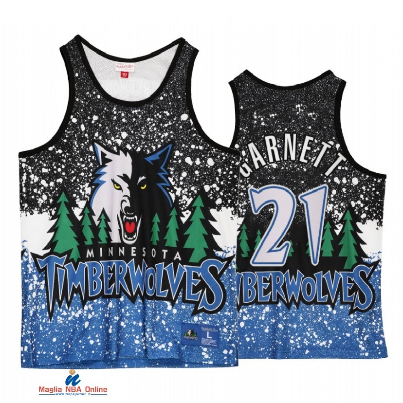 Maglia NBA Minnesota Timberwolves NO.21 Kevin Garnett Nero Throwback 2021