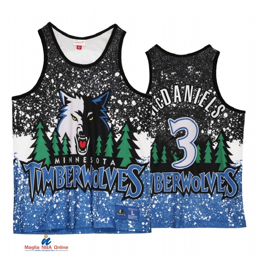 Maglia NBA Minnesota Timberwolves NO.3 Jaden McDaniels Nero Throwback 2021