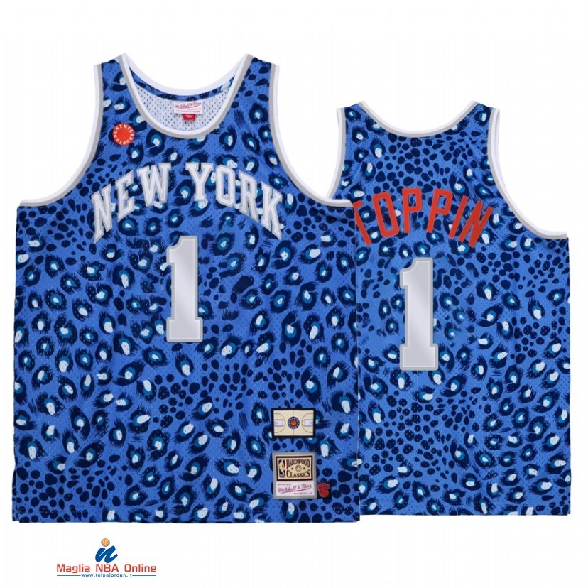 Maglia NBA New York Knicks NO.1 Obi Toppin Blu Throwback 2021