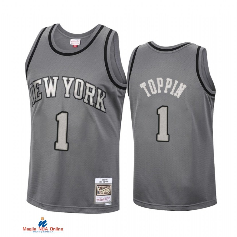 Maglia NBA New York Knicks NO.1 Obi Toppin Grigio Hardwood Classics 2021