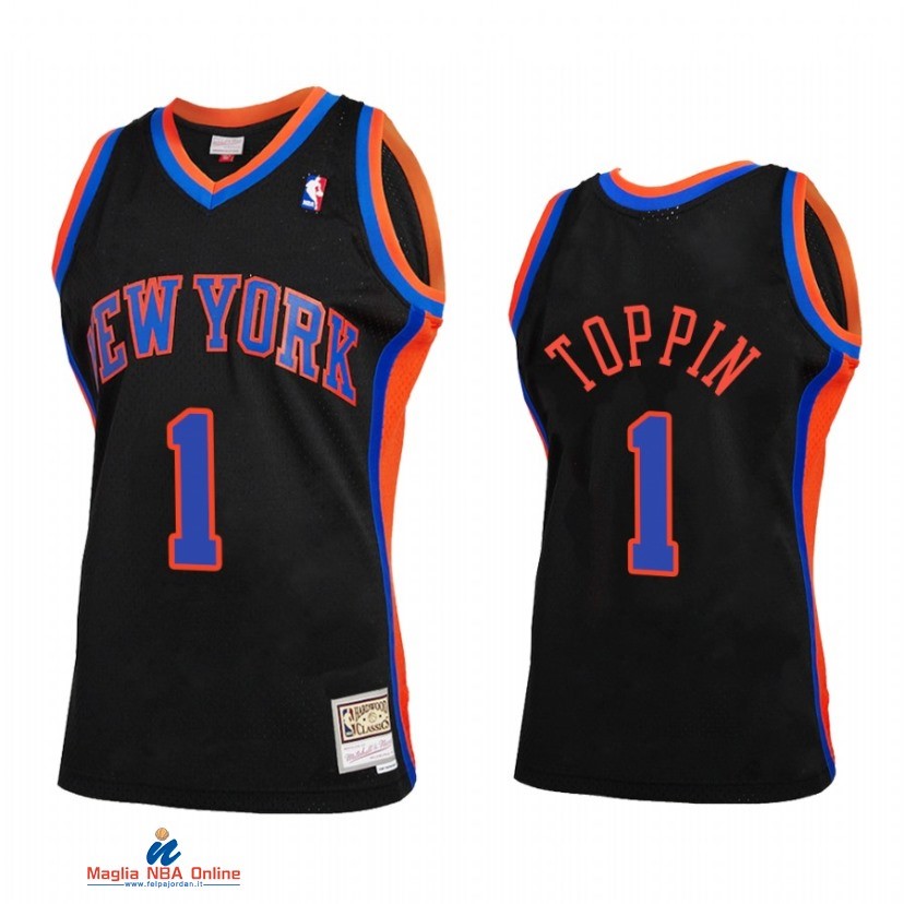 Maglia NBA New York Knicks NO.1 Obi Toppin Reload 2.0 Nero Hardwood Classics 2021